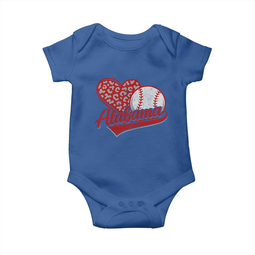 Alabama Fan Baby Onesie AL Baseball Heart Graphic Sports Style 80s 90s