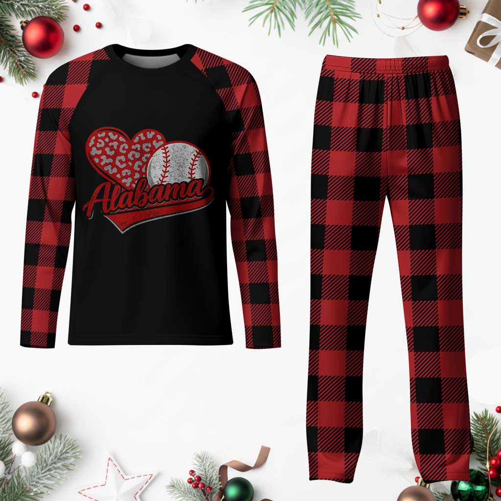 Alabama Fan Plaid Pajama Set AL Baseball Heart Graphic Sports Style 80s 90s