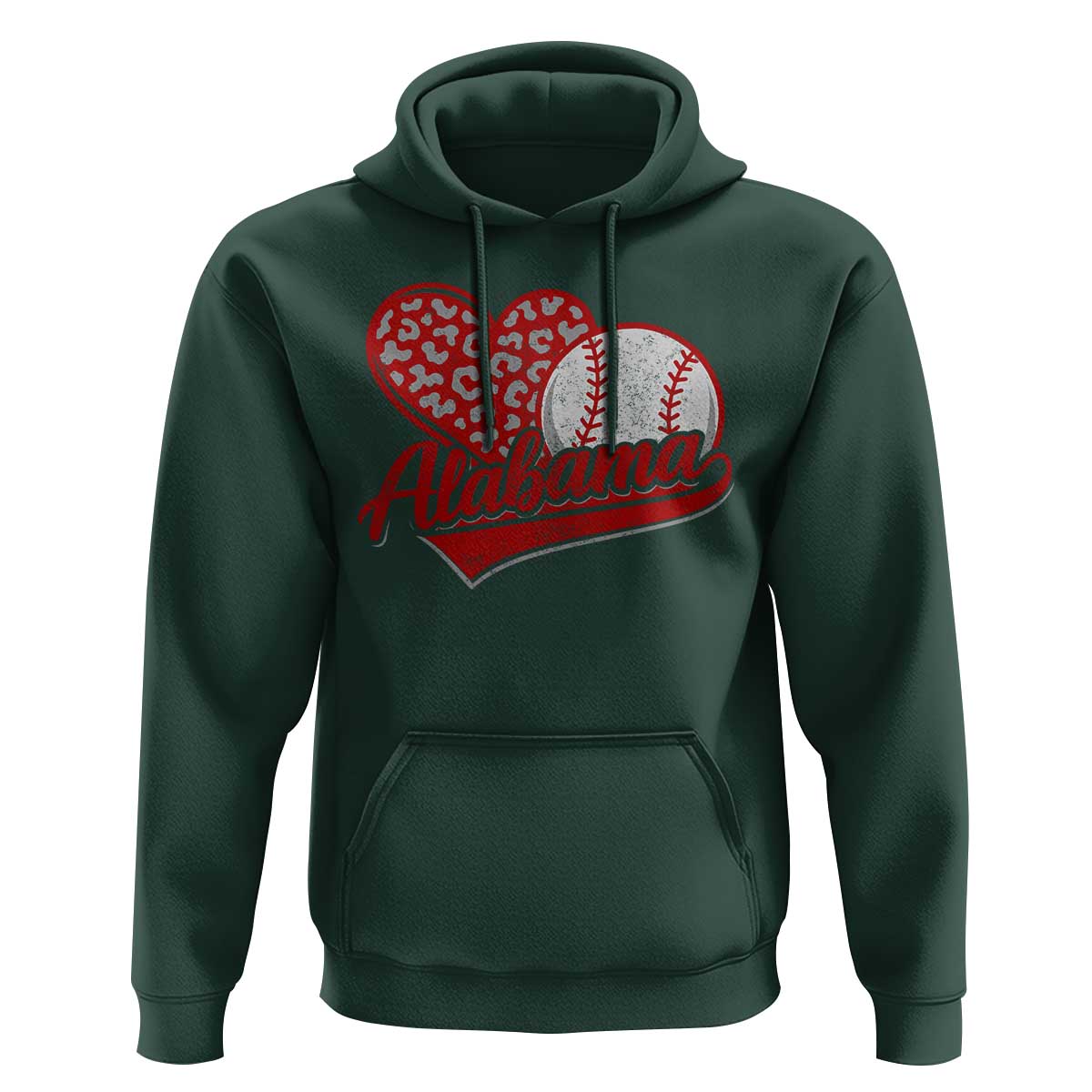 Alabama Fan Hoodie AL Baseball Heart Graphic Sports Style 80s 90s