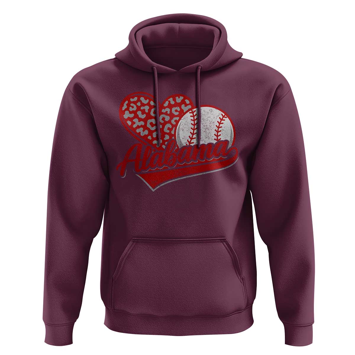 Alabama Fan Hoodie AL Baseball Heart Graphic Sports Style 80s 90s