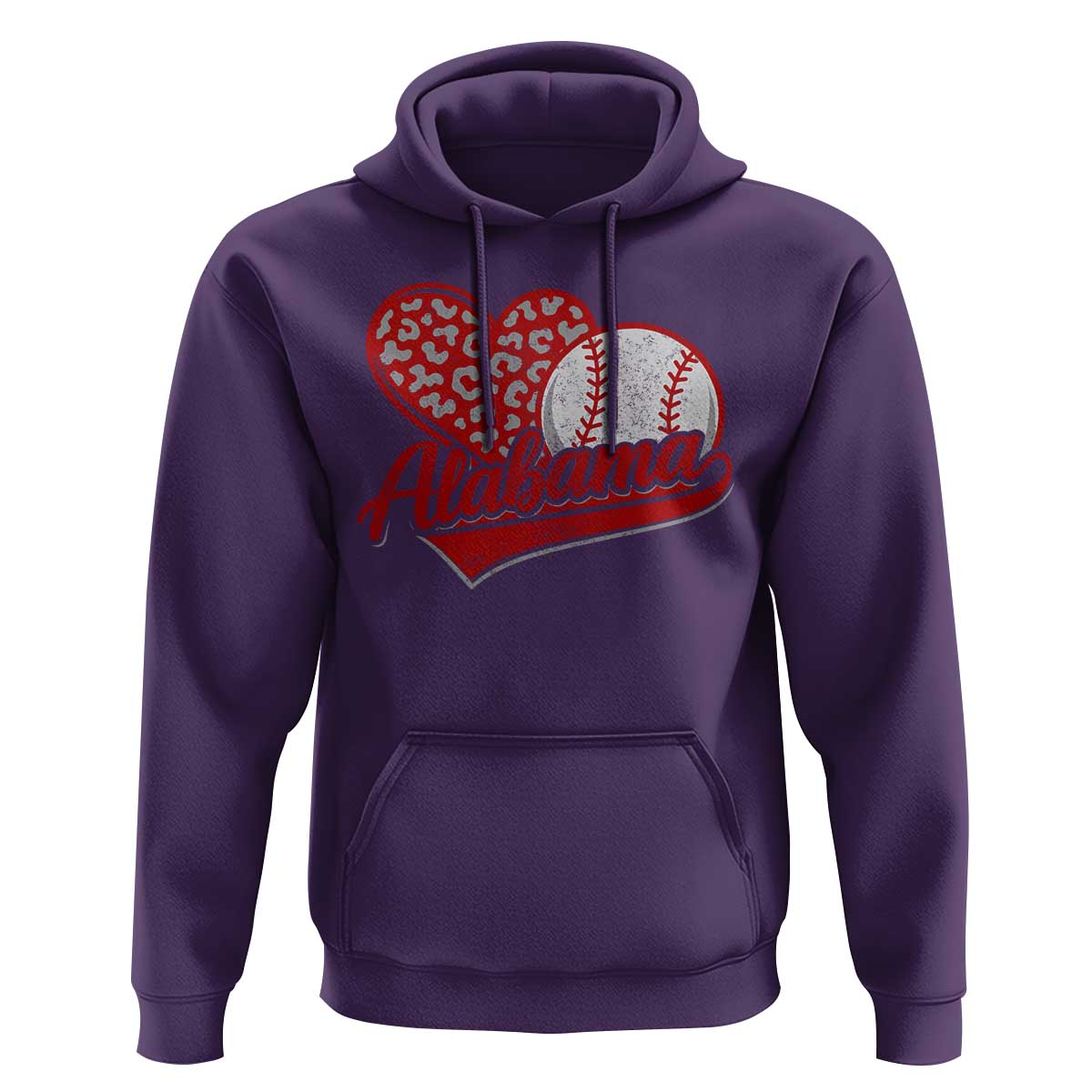 Alabama Fan Hoodie AL Baseball Heart Graphic Sports Style 80s 90s