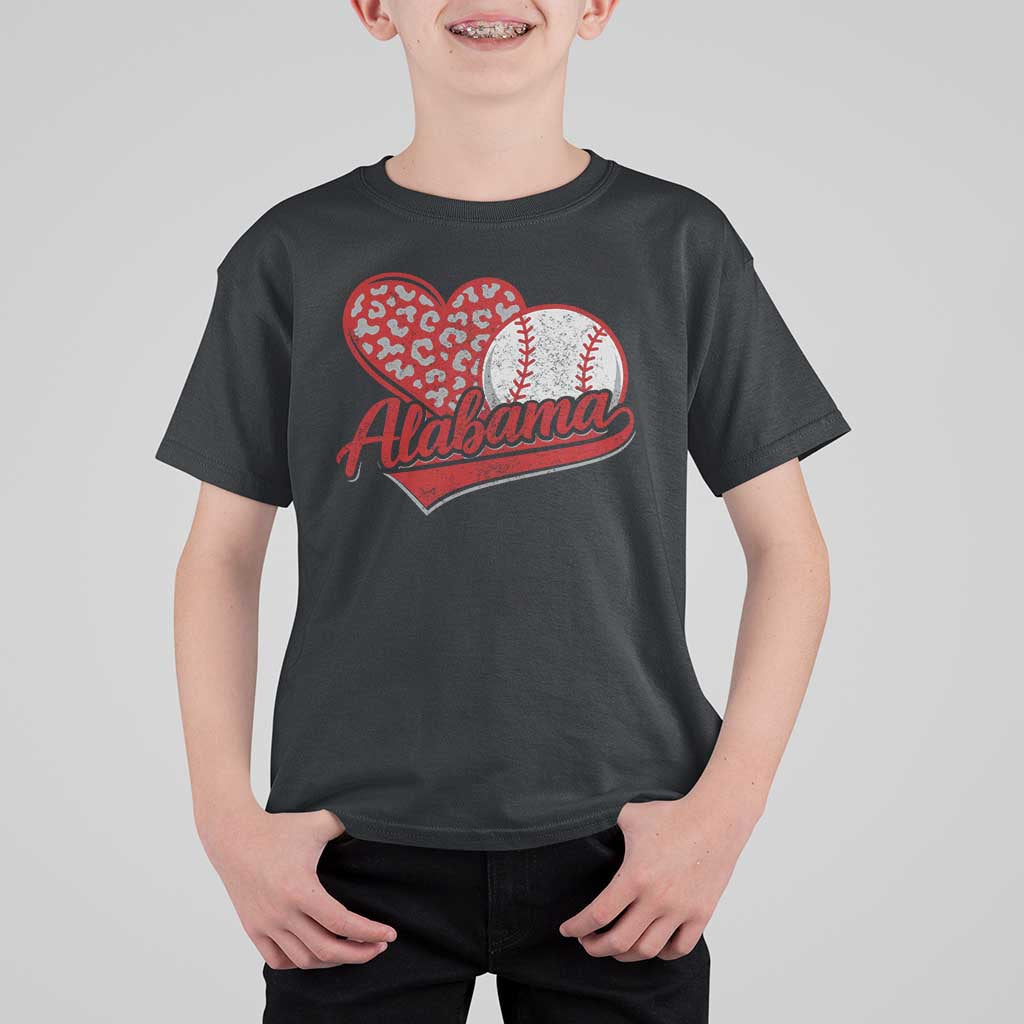 Alabama Fan T Shirt For Kid AL Baseball Heart Graphic Sports Style 80s 90s