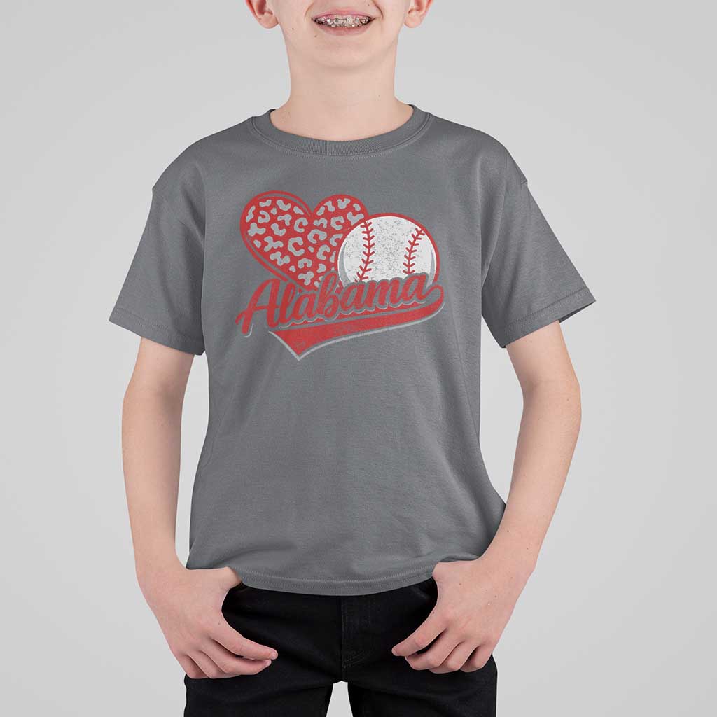 Alabama Fan T Shirt For Kid AL Baseball Heart Graphic Sports Style 80s 90s