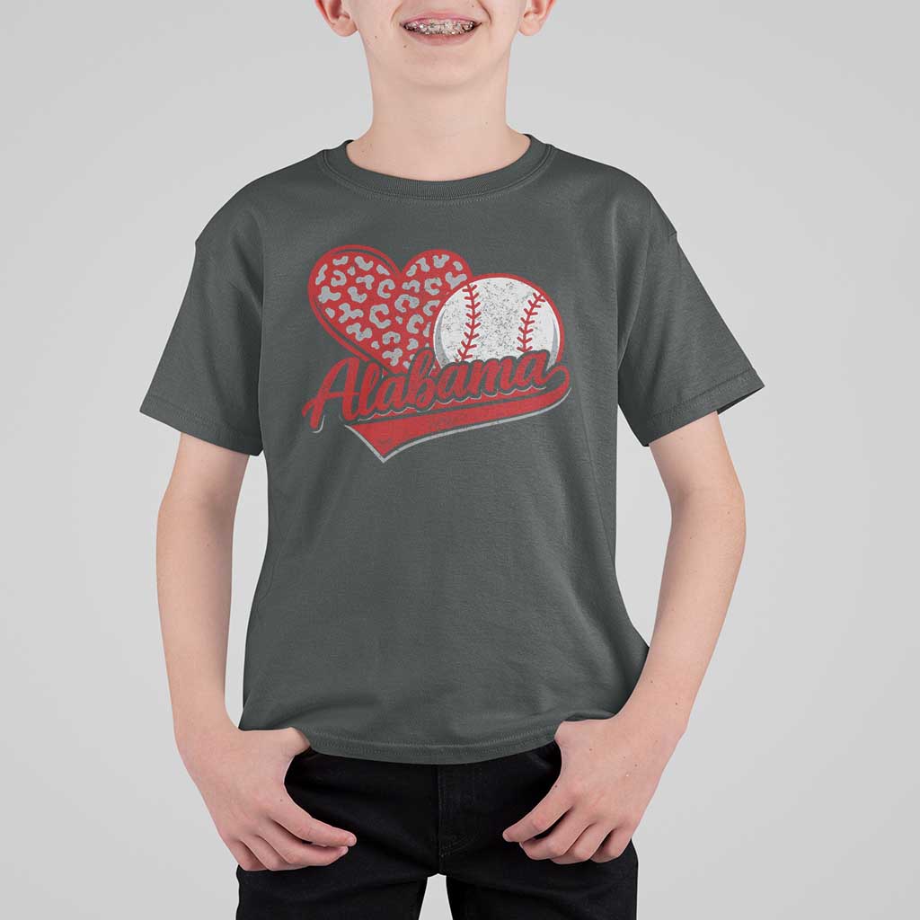 Alabama Fan T Shirt For Kid AL Baseball Heart Graphic Sports Style 80s 90s
