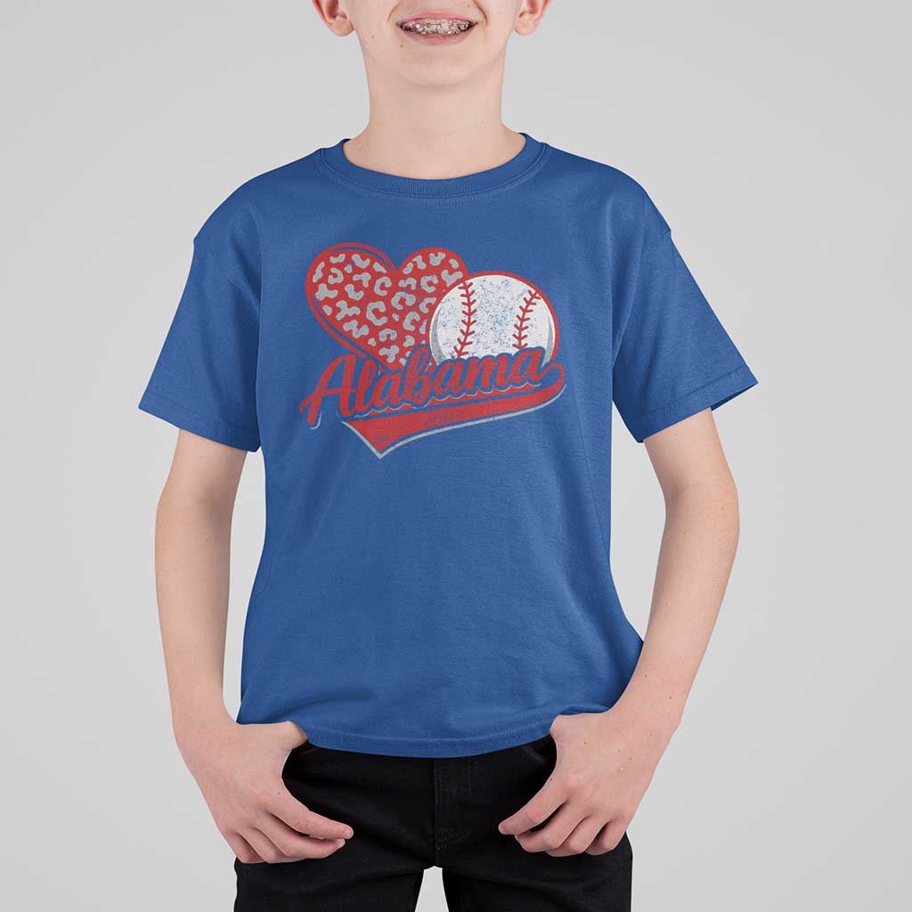 Alabama Fan T Shirt For Kid AL Baseball Heart Graphic Sports Style 80s 90s