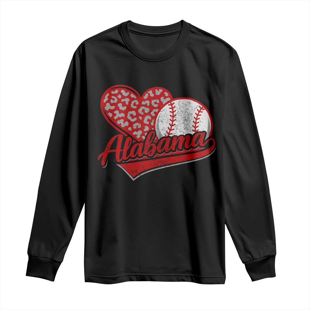 Alabama Fan Long Sleeve Shirt AL Baseball Heart Graphic Sports Style 80s 90s
