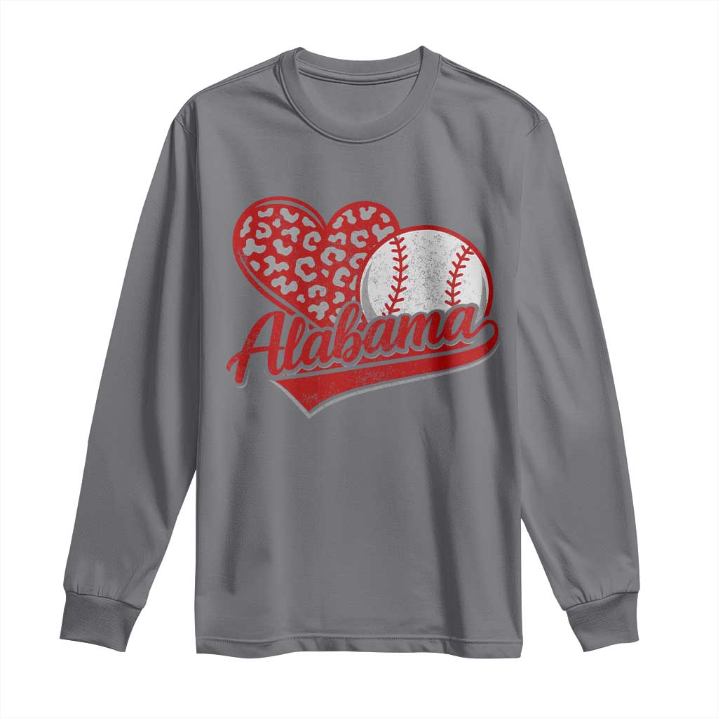 Alabama Fan Long Sleeve Shirt AL Baseball Heart Graphic Sports Style 80s 90s
