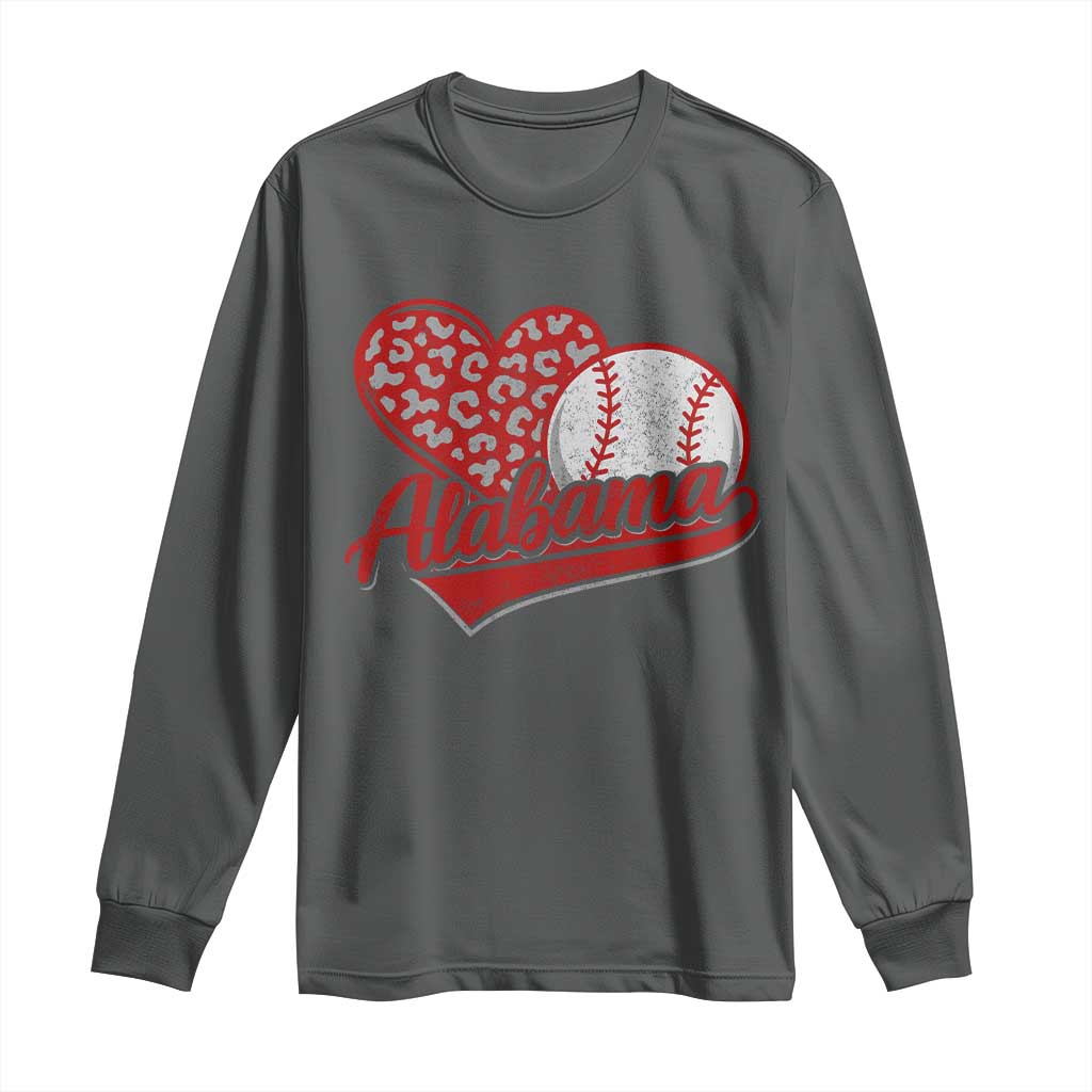 Alabama Fan Long Sleeve Shirt AL Baseball Heart Graphic Sports Style 80s 90s