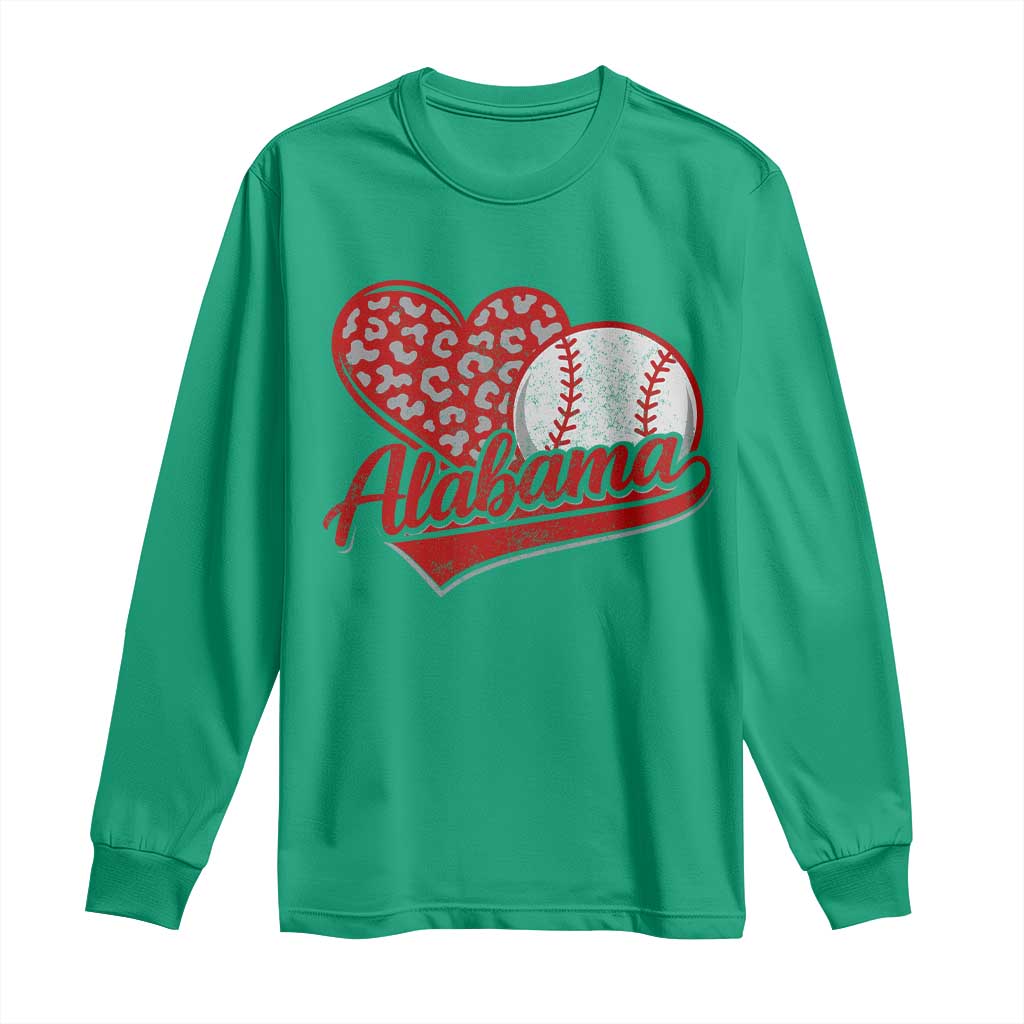 Alabama Fan Long Sleeve Shirt AL Baseball Heart Graphic Sports Style 80s 90s
