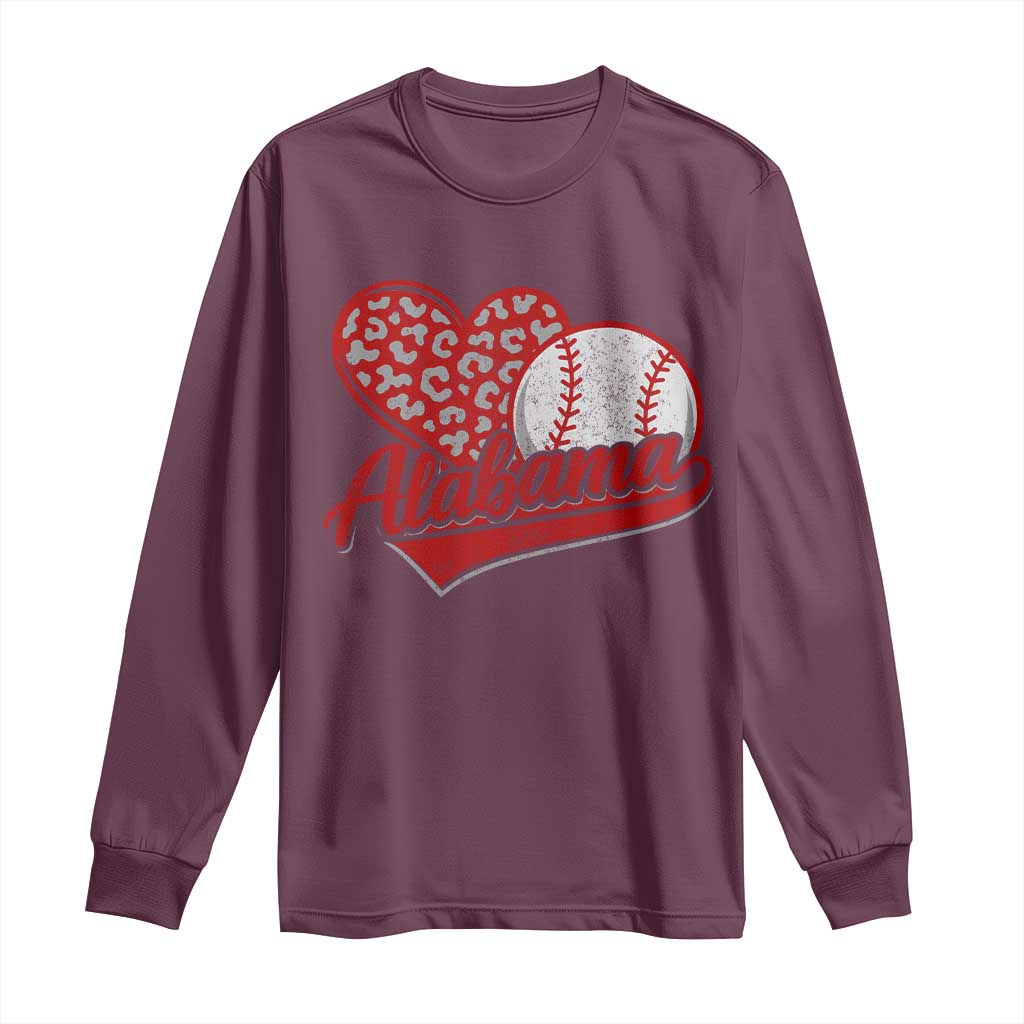 Alabama Fan Long Sleeve Shirt AL Baseball Heart Graphic Sports Style 80s 90s