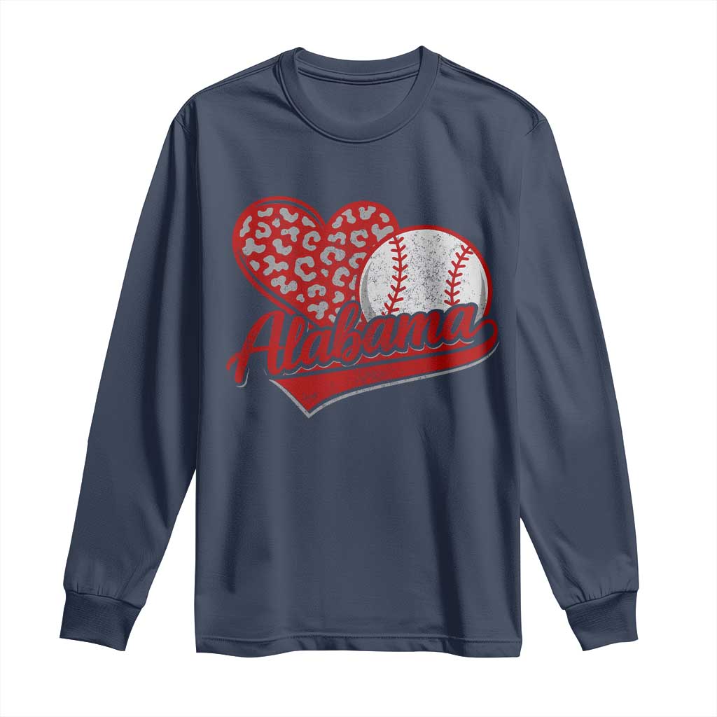 Alabama Fan Long Sleeve Shirt AL Baseball Heart Graphic Sports Style 80s 90s