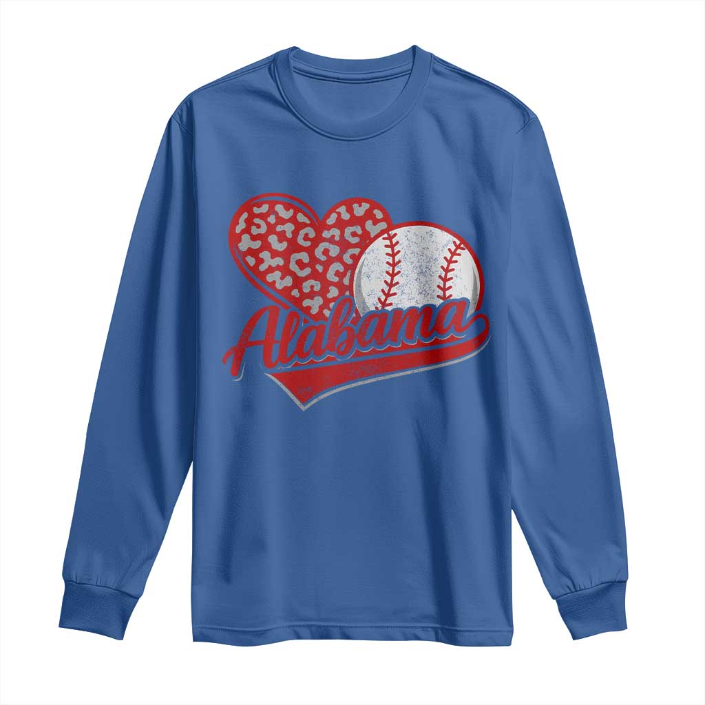 Alabama Fan Long Sleeve Shirt AL Baseball Heart Graphic Sports Style 80s 90s