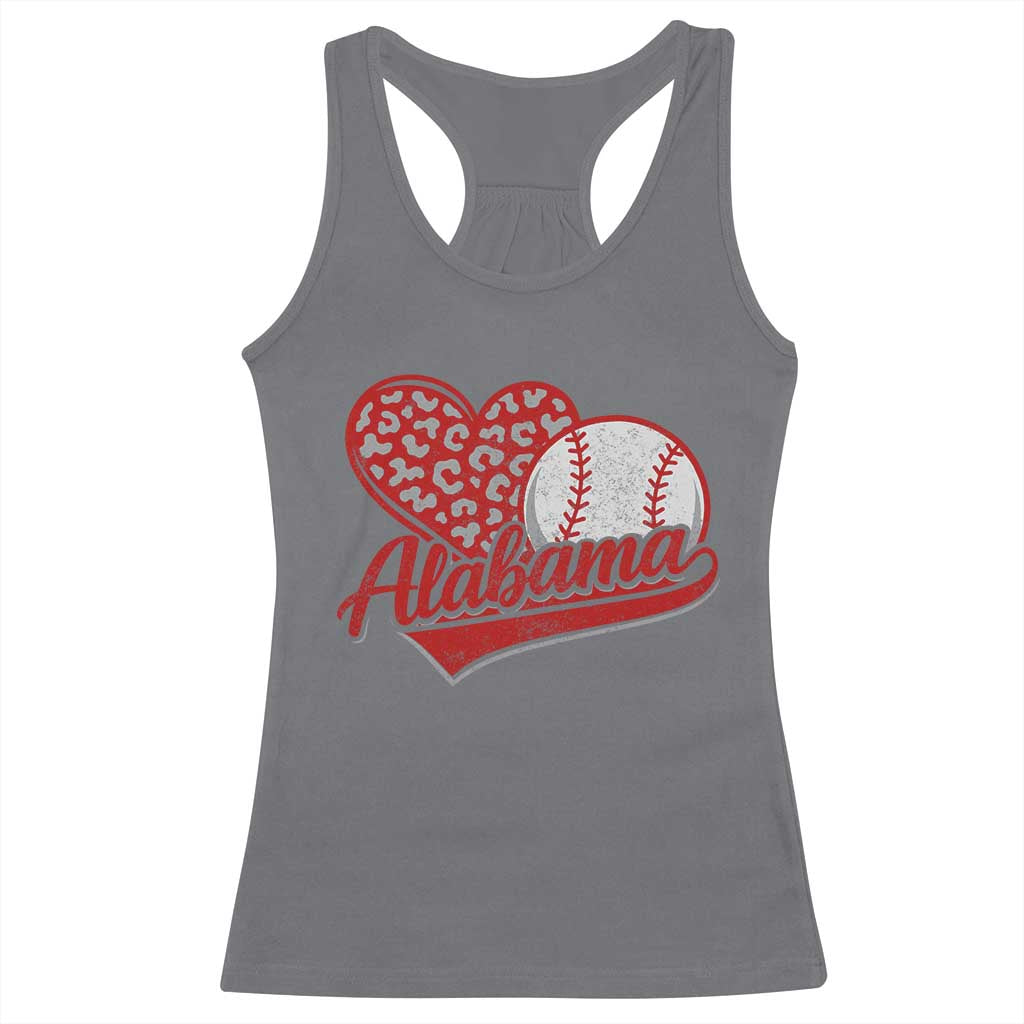 Alabama Fan Racerback Tank Top AL Baseball Heart Graphic Sports Style 80s 90s