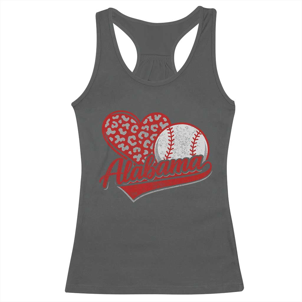 Alabama Fan Racerback Tank Top AL Baseball Heart Graphic Sports Style 80s 90s