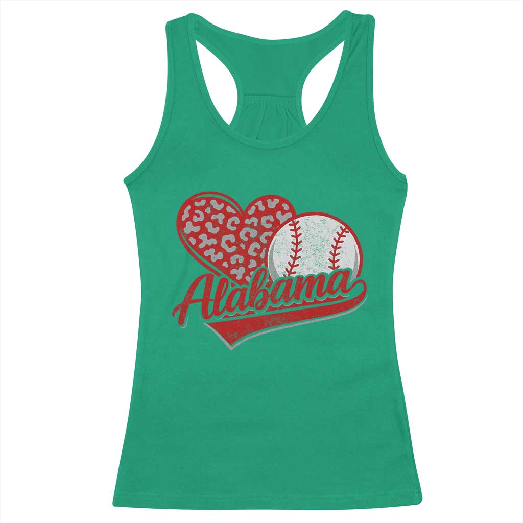 Alabama Fan Racerback Tank Top AL Baseball Heart Graphic Sports Style 80s 90s