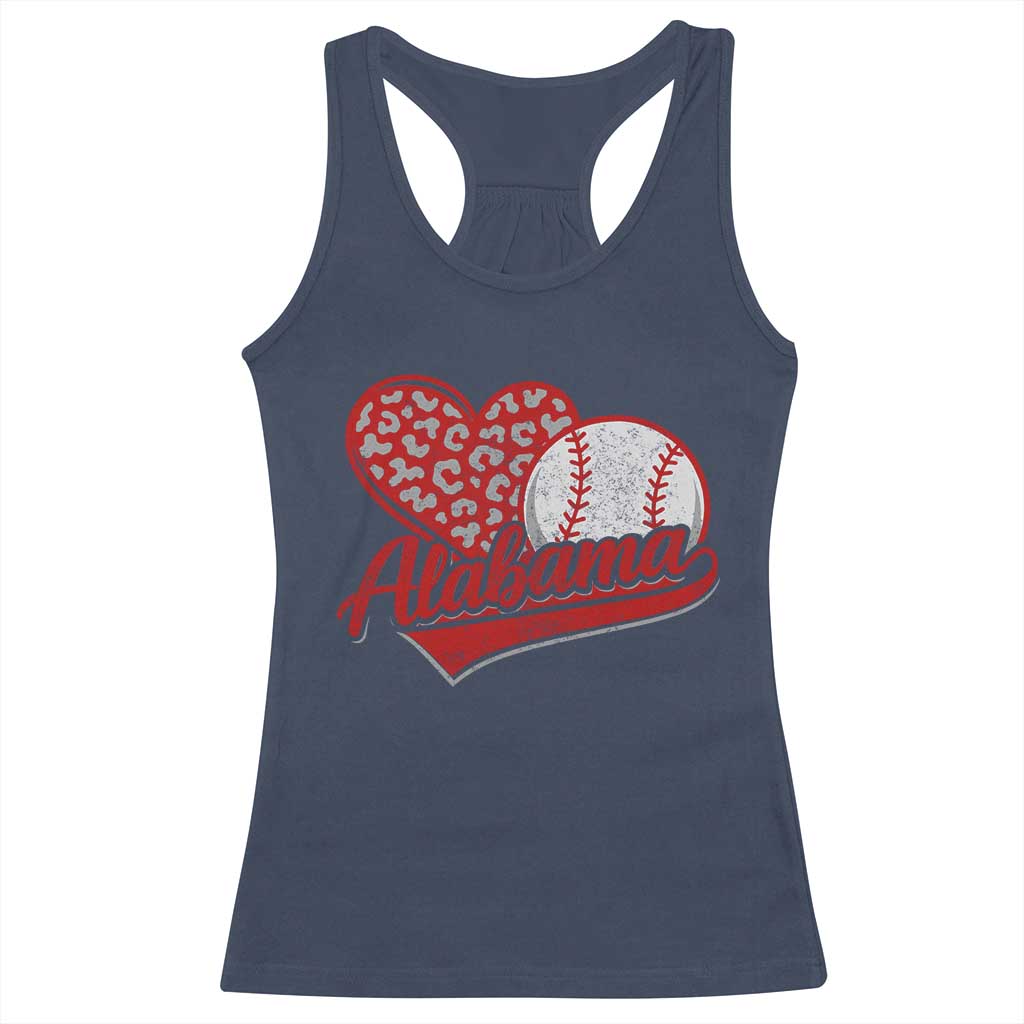 Alabama Fan Racerback Tank Top AL Baseball Heart Graphic Sports Style 80s 90s