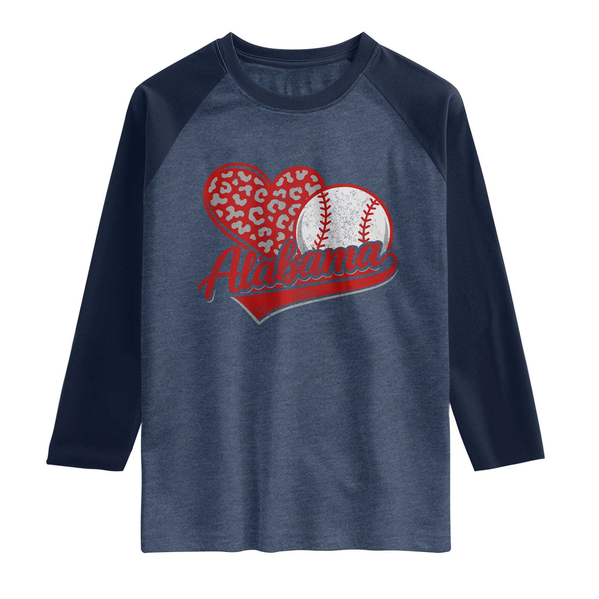 Alabama Fan Raglan Shirt AL Baseball Heart Graphic Sports Style 80s 90s