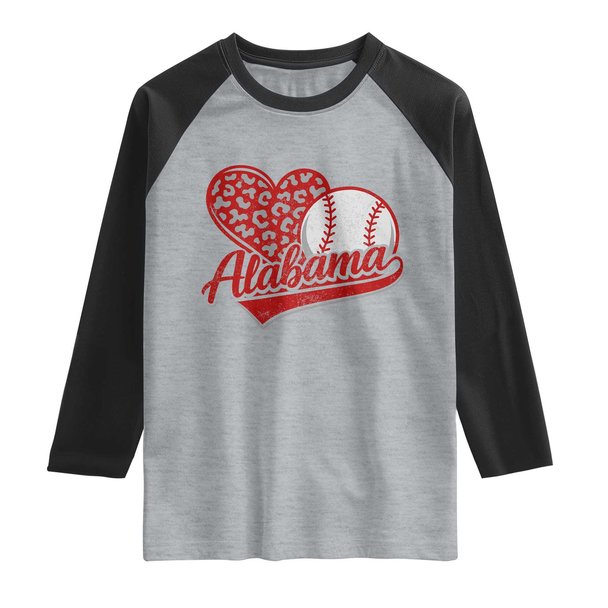 Alabama Fan Raglan Shirt AL Baseball Heart Graphic Sports Style 80s 90s