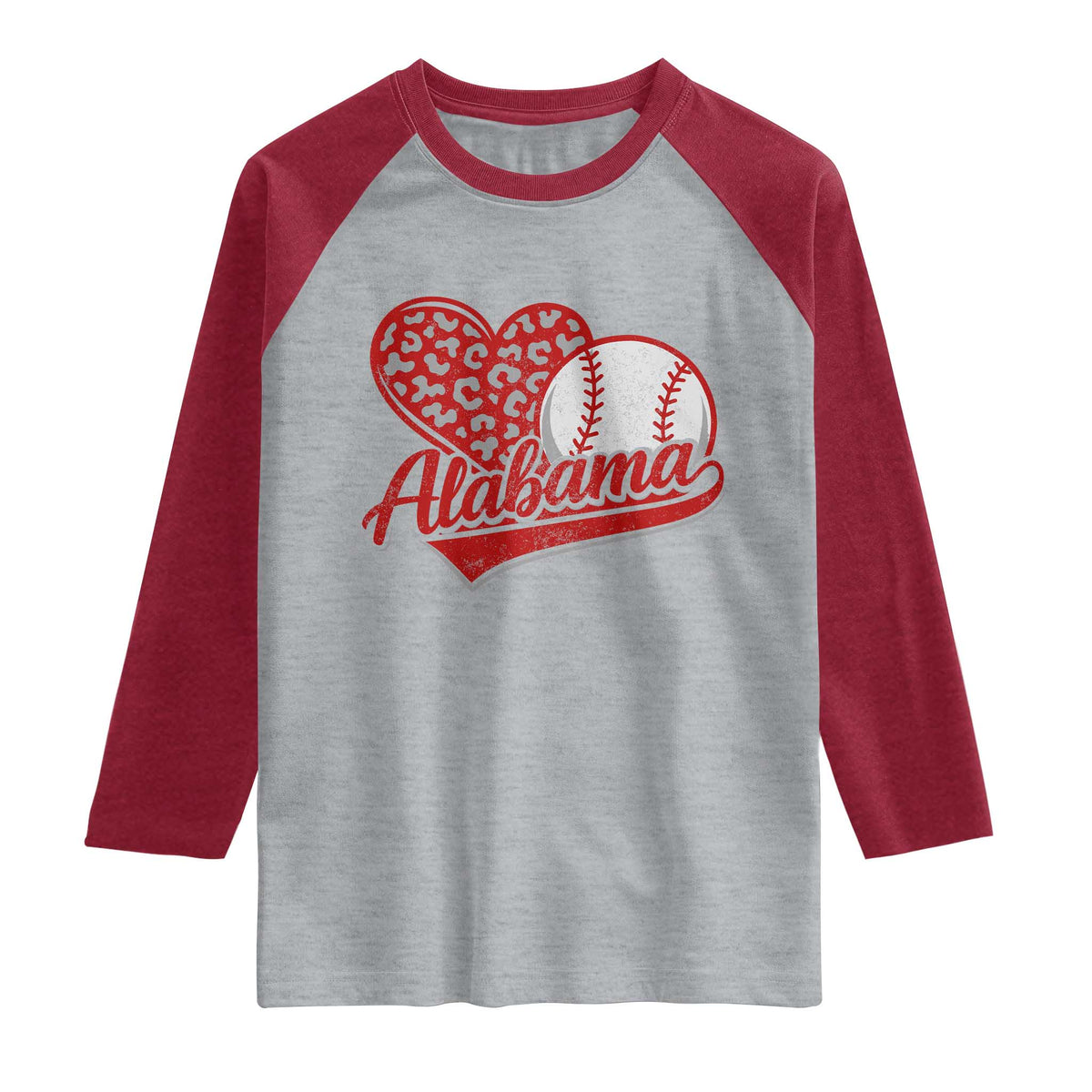 Alabama Fan Raglan Shirt AL Baseball Heart Graphic Sports Style 80s 90s