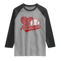 Alabama Fan Raglan Shirt AL Baseball Heart Graphic Sports Style 80s 90s