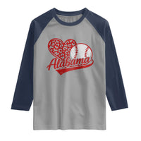 Alabama Fan Raglan Shirt AL Baseball Heart Graphic Sports Style 80s 90s