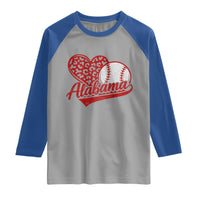Alabama Fan Raglan Shirt AL Baseball Heart Graphic Sports Style 80s 90s