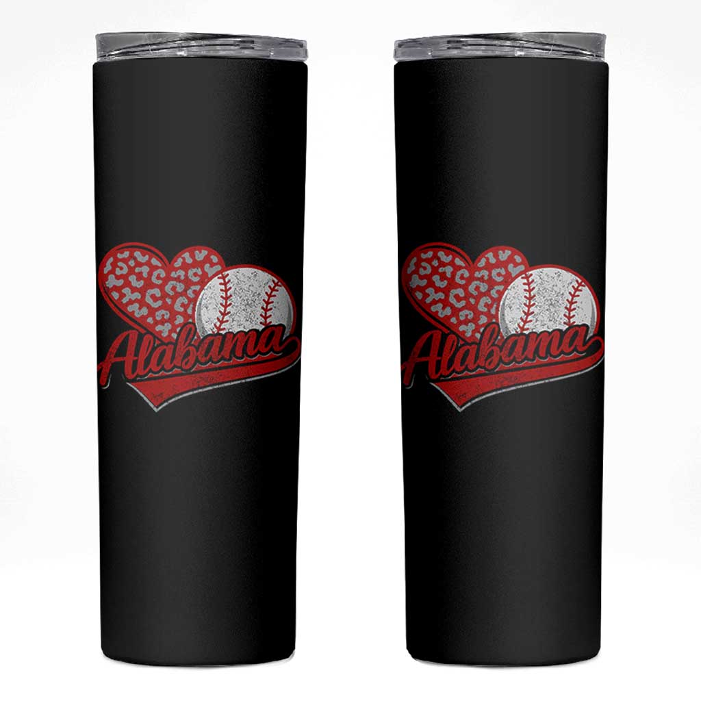 Alabama Fan Skinny Tumbler AL Baseball Heart Graphic Sports Style 80s 90s