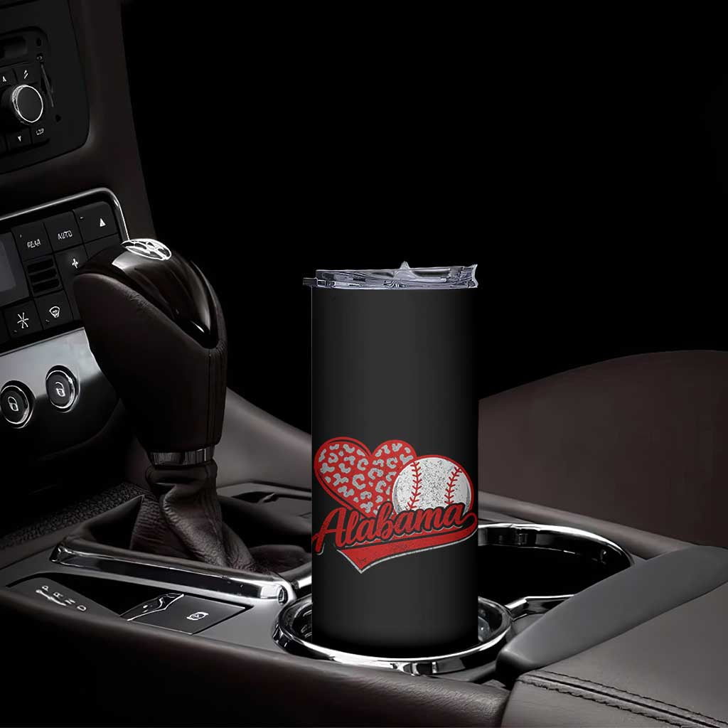 Alabama Fan Skinny Tumbler AL Baseball Heart Graphic Sports Style 80s 90s