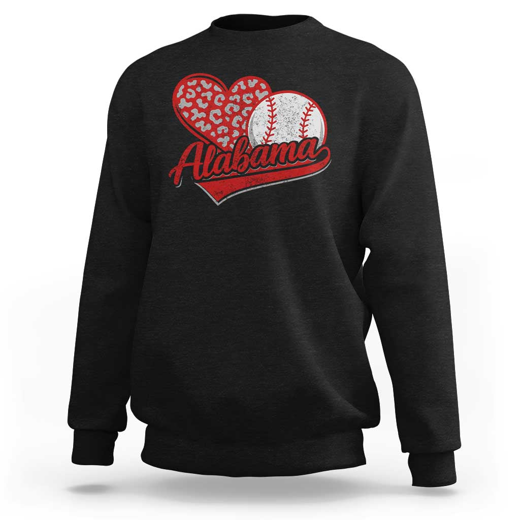 Alabama Fan Sweatshirt AL Baseball Heart Graphic Sports Style 80s 90s