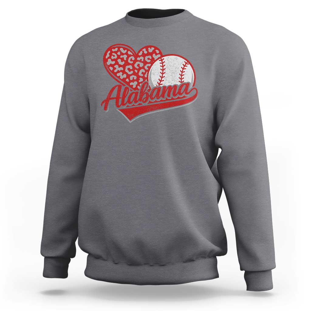 Alabama Fan Sweatshirt AL Baseball Heart Graphic Sports Style 80s 90s