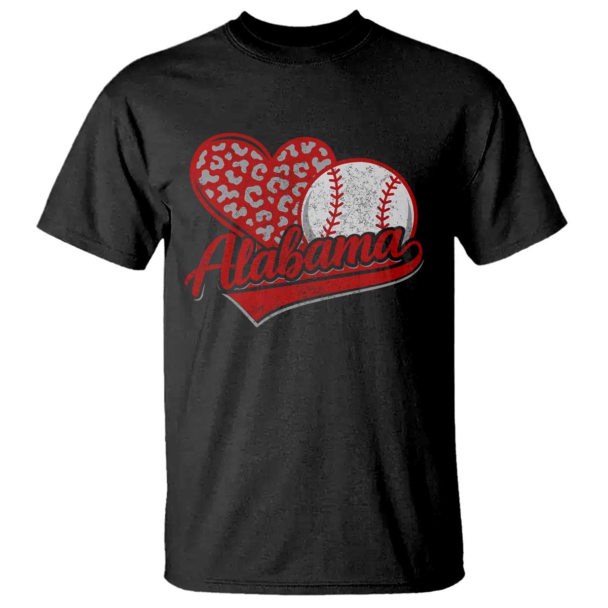 Alabama Fan T Shirt AL Baseball Heart Graphic Sports Style 80s 90s