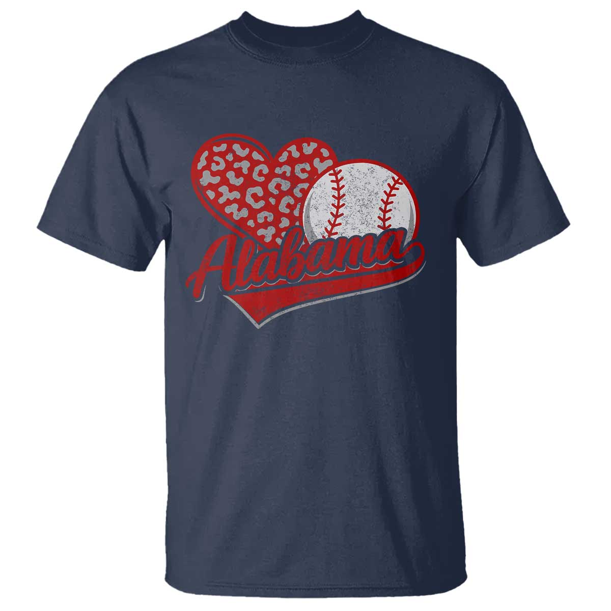 Alabama Fan T Shirt AL Baseball Heart Graphic Sports Style 80s 90s