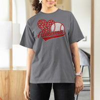 Alabama Fan T Shirt For Women AL Baseball Heart Graphic Sports Style 80s 90s