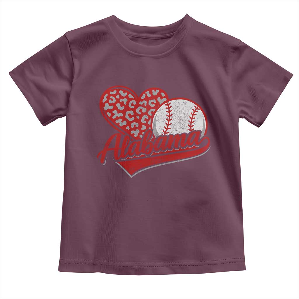 Alabama Fan Toddler T Shirt AL Baseball Heart Graphic Sports Style 80s 90s