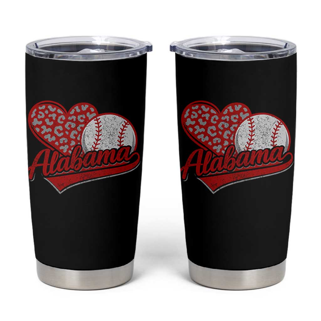 Alabama Fan Tumbler Cup AL Baseball Heart Graphic Sports Style 80s 90s