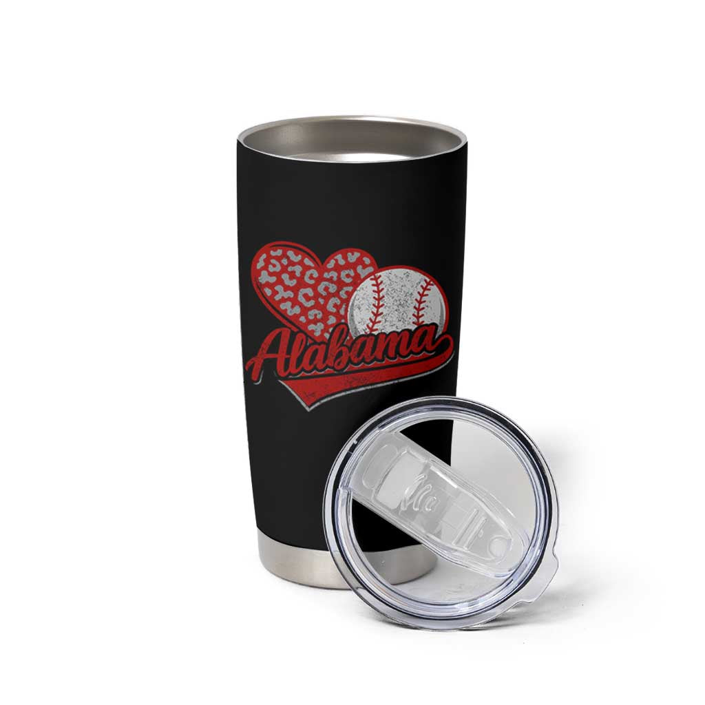 Alabama Fan Tumbler Cup AL Baseball Heart Graphic Sports Style 80s 90s