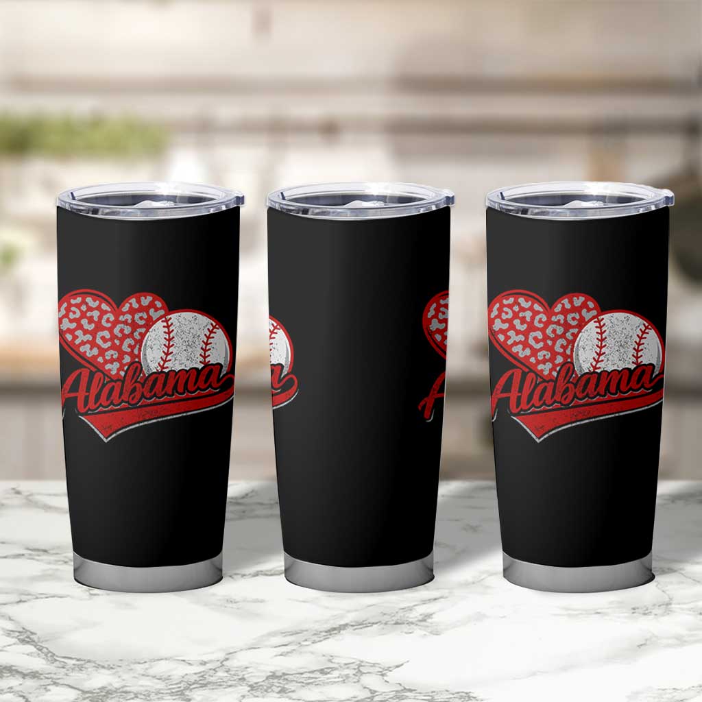 Alabama Fan Tumbler Cup AL Baseball Heart Graphic Sports Style 80s 90s