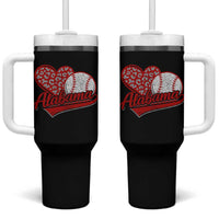 Alabama Fan Tumbler With Handle AL Baseball Heart Graphic Sports Style 80s 90s