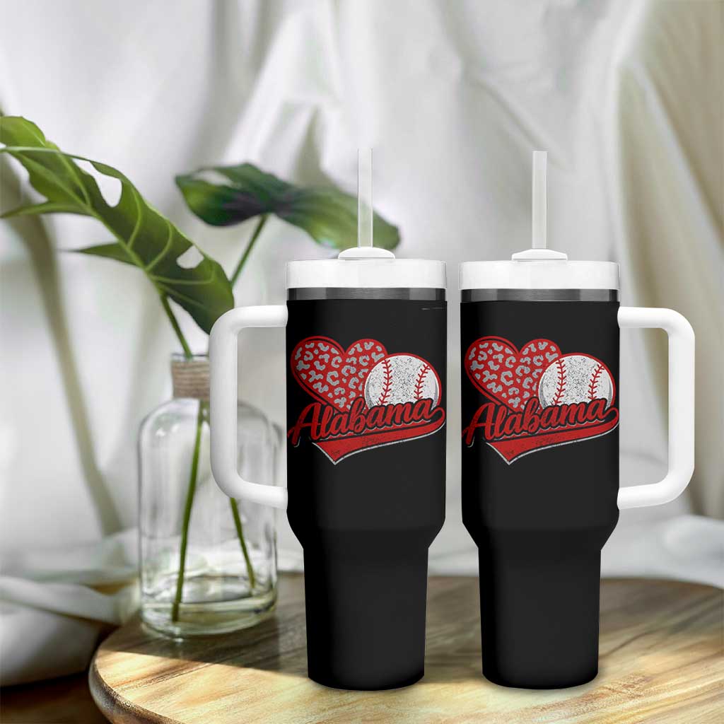 Alabama Fan Tumbler With Handle AL Baseball Heart Graphic Sports Style 80s 90s