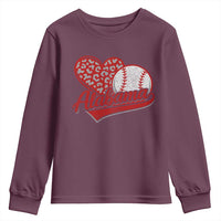 Alabama Fan Youth Sweatshirt AL Baseball Heart Graphic Sports Style 80s 90s