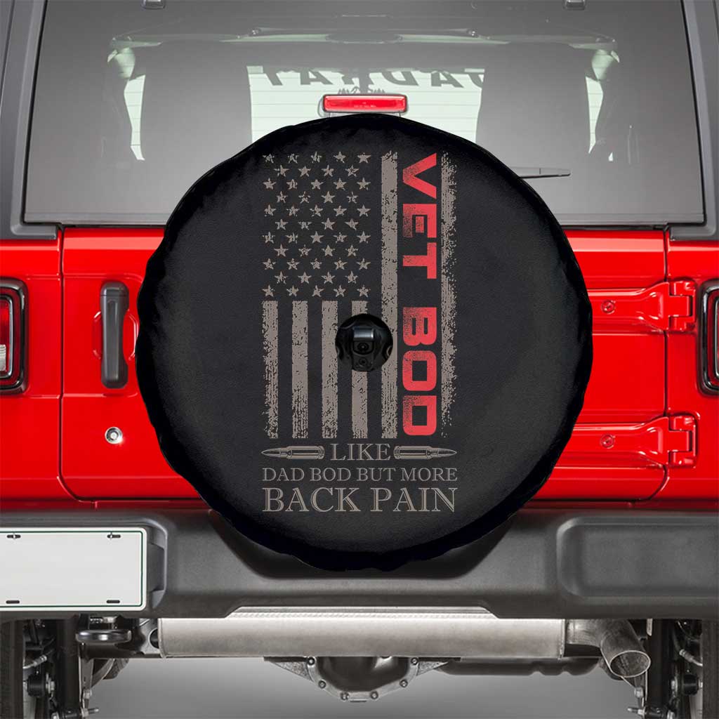 Vet Bod Spare Tire Cover Funny Veteran Like Dad Bod But More Back Pain US Flag - Wonder Print Shop
