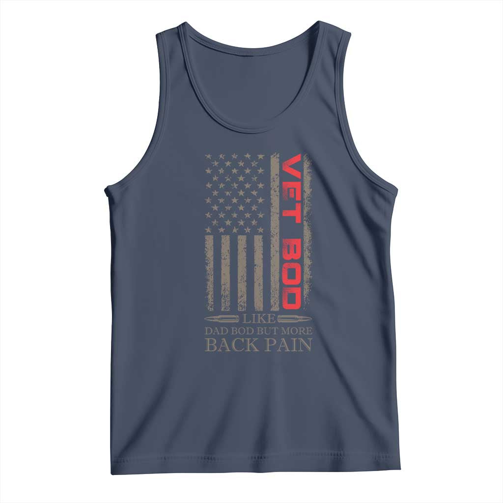 Vet Bod Tank Top Funny Veteran Like Dad Bod But More Back Pain US Flag - Wonder Print Shop