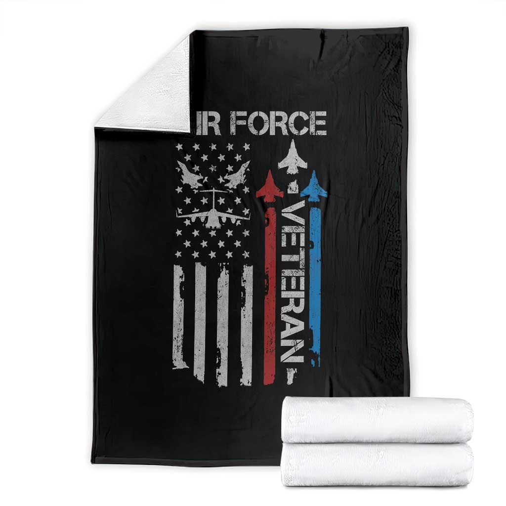 Air Force Veteran Throw Blanket Distressed American Flag Retired Dad Grandpa