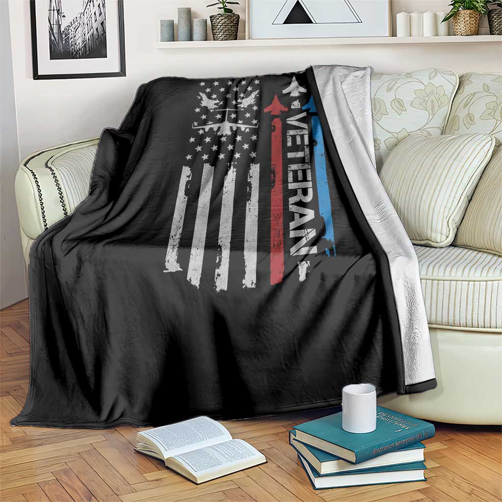 Air Force Veteran Throw Blanket Distressed American Flag Retired Dad Grandpa