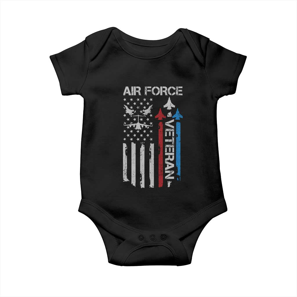 Air Force Veteran Baby Onesie Distressed American Flag Retired Dad Grandpa