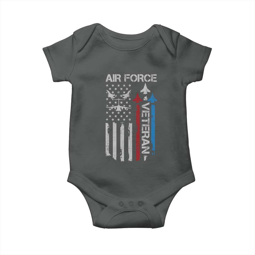 Air Force Veteran Baby Onesie Distressed American Flag Retired Dad Grandpa