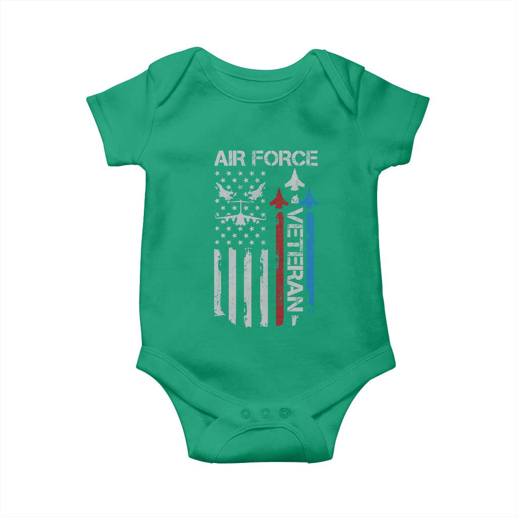 Air Force Veteran Baby Onesie Distressed American Flag Retired Dad Grandpa