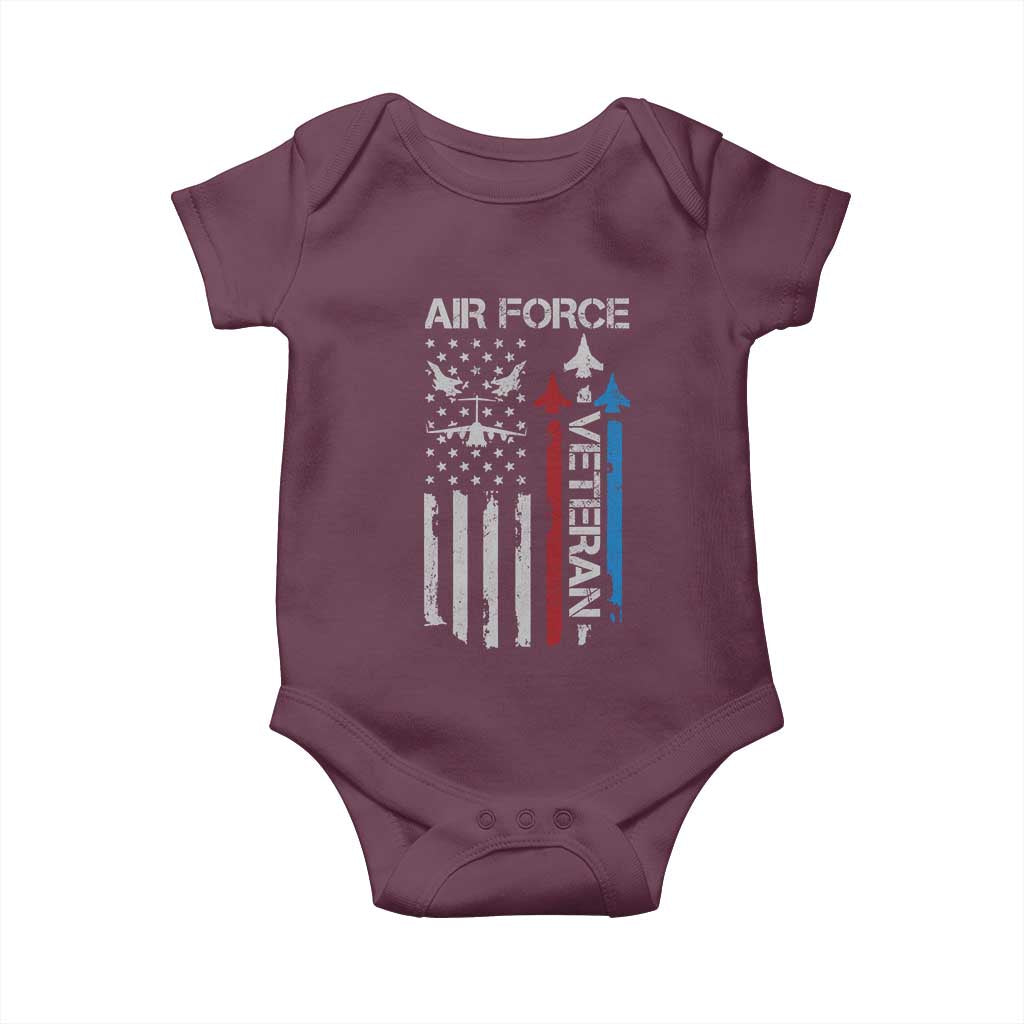 Air Force Veteran Baby Onesie Distressed American Flag Retired Dad Grandpa