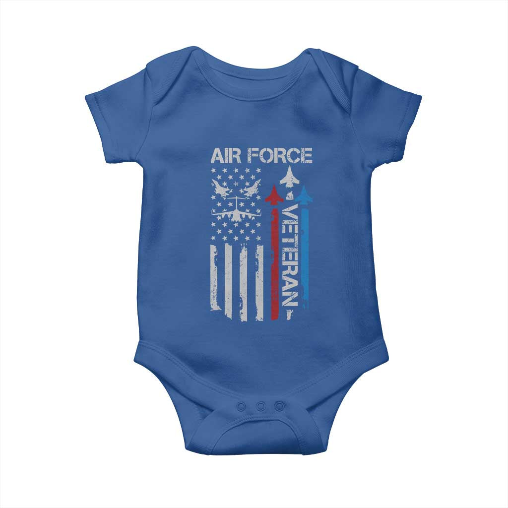 Air Force Veteran Baby Onesie Distressed American Flag Retired Dad Grandpa