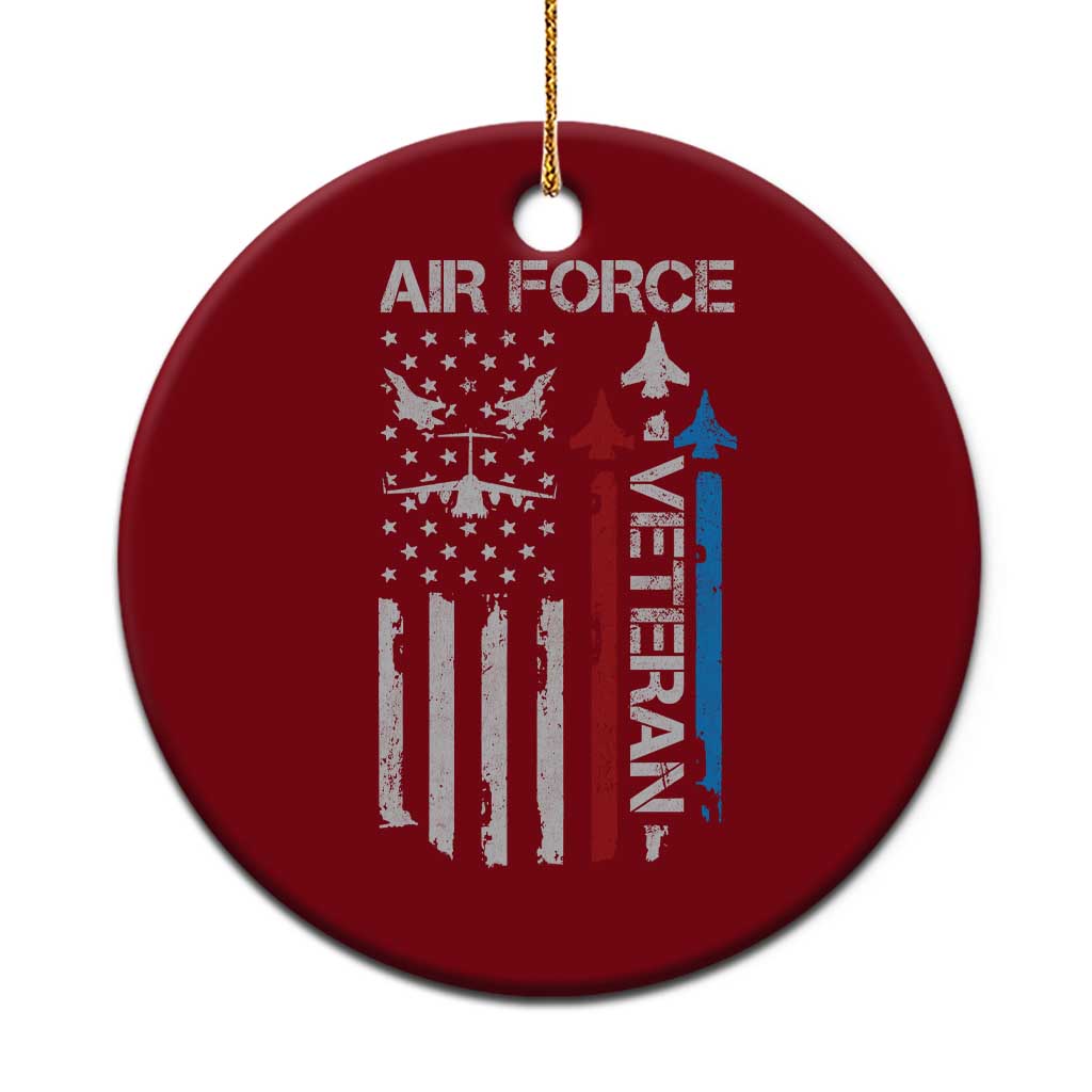 Air Force Veteran Ceramic Ornament Distressed American Flag Retired Dad Grandpa